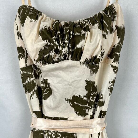 Ruby Rox Cream And Brown Floral Sundress Pink Waist Ribbon 5 - Picture 2 of 13